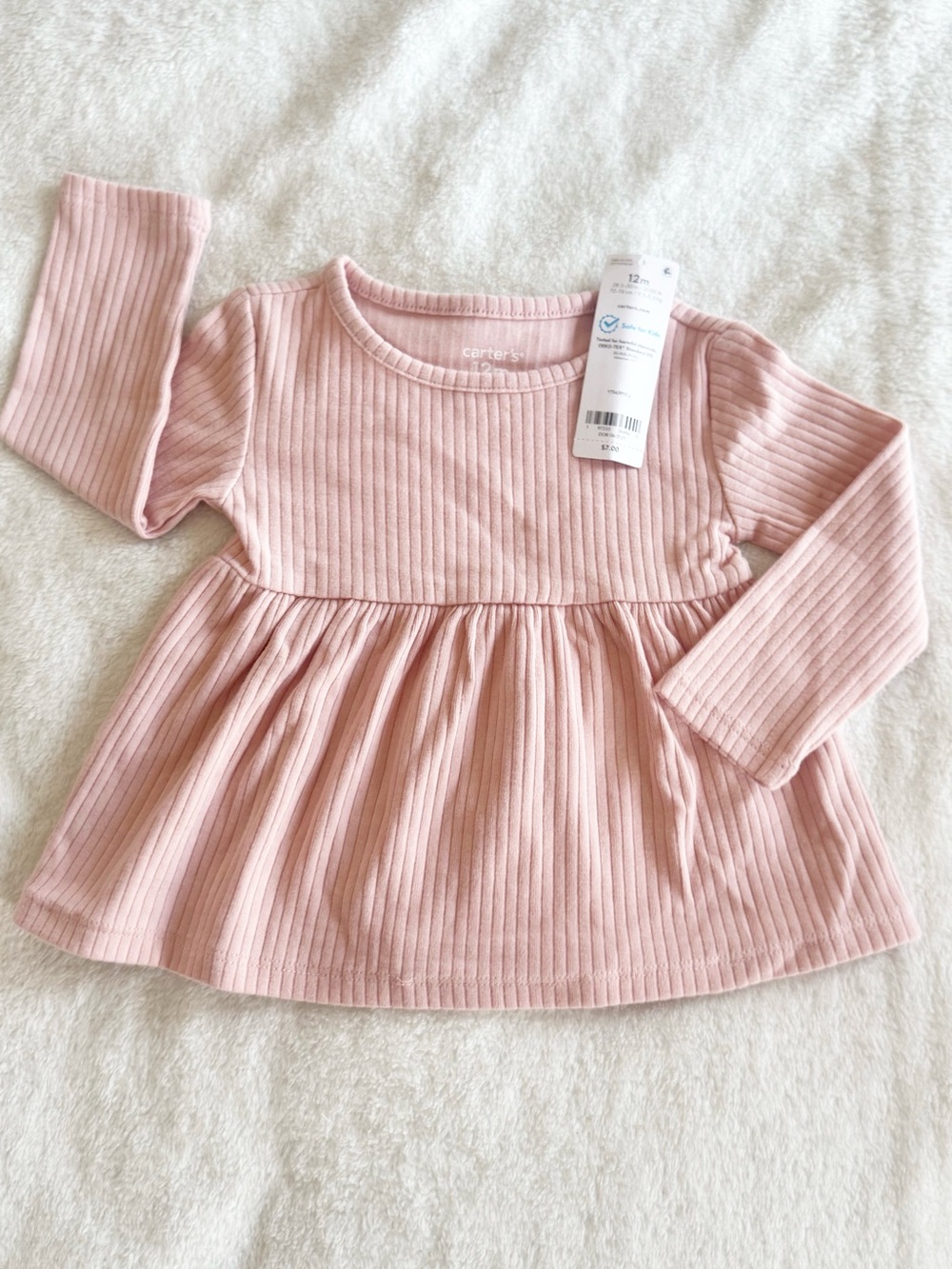 Carters Baby Girl Pink Long Sleeve Peplum Top 12 months NWT